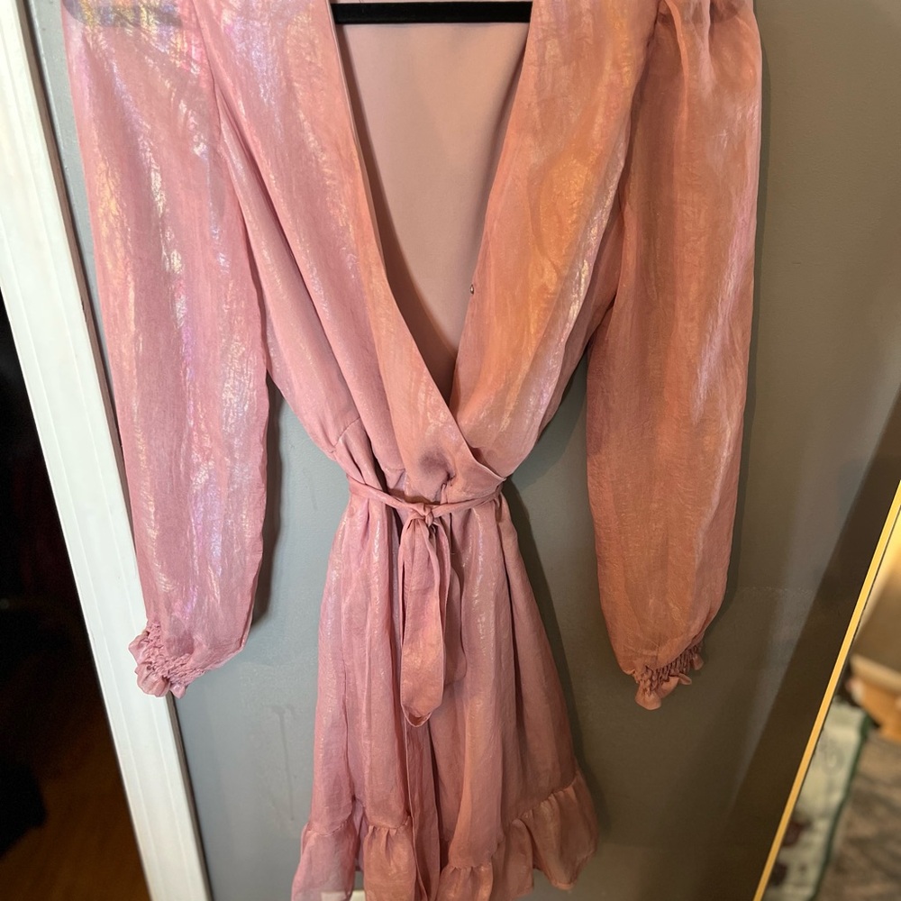 Elegant Pink Long Sleeve Dress
